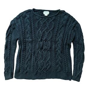 Ralph Lauren Denim & Supply Black Cable Knit Cotton Sweater Unisex L/G